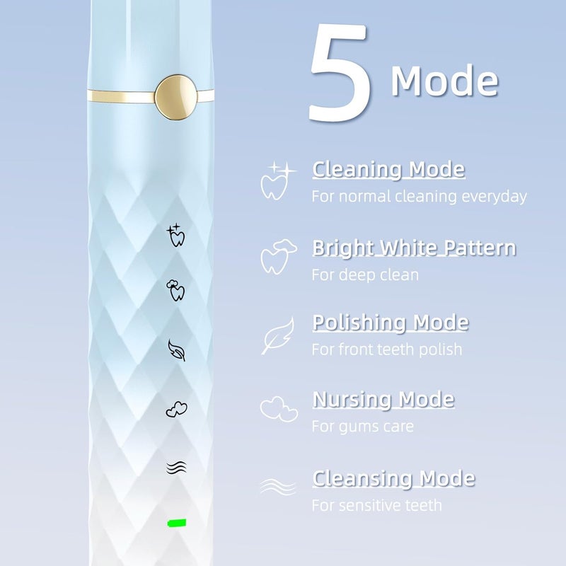 Seapeoa Electric Toothbrush Set, Equipped with 10 Brush Heads and Travel case, IPX8 Waterproof, 2-Minute Timer, 42000 high-Frequency Vibrations, 5 Modes, The First Choice for Gift Giving - Image 5